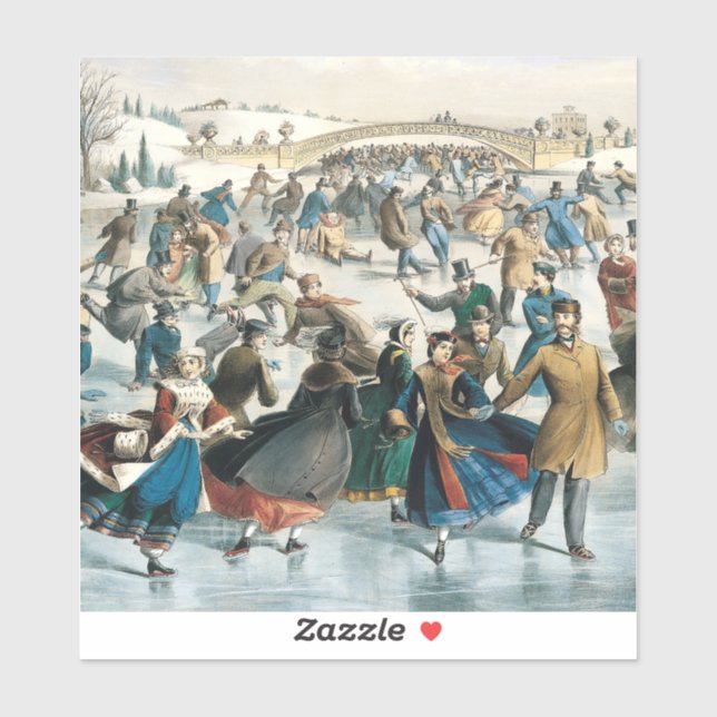 Victorian Christmas Central Park Currier & Ives Sticker (Sheet)