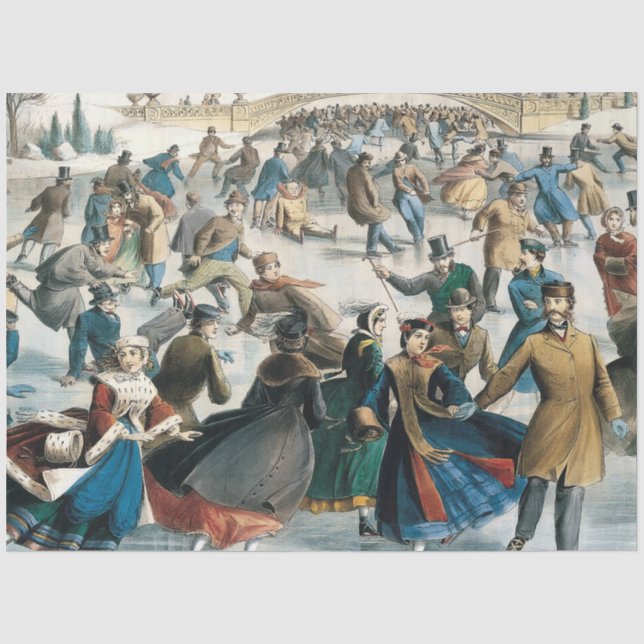 Victorian Christmas Central Park Currier & Ives Tissue Paper (Front)