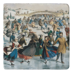 Victorian Christmas Central Park Currier & Ives Trivet