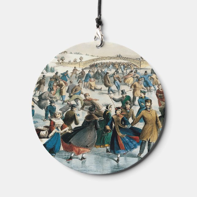 Victorian Christmas Central Park Currier & Ives Wind Chime (Front)