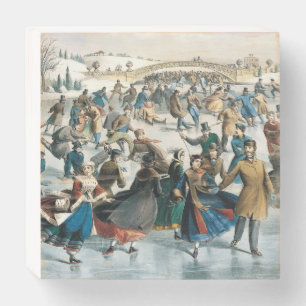 Victorian Christmas Central Park Currier & Ives Wooden Box Sign
