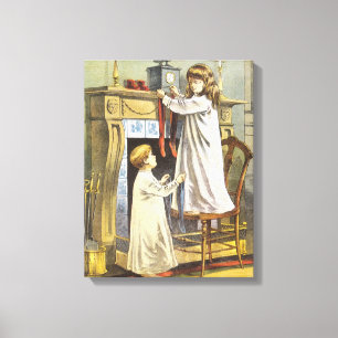 Victorian Christmas, Children Christmas Stockings Canvas Print