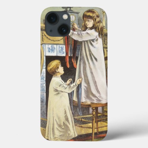 Victorian Christmas Children Christmas Stockings iPhone 13 Case