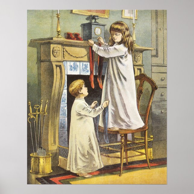 Victorian Christmas, Children Christmas Stockings Poster (Front)