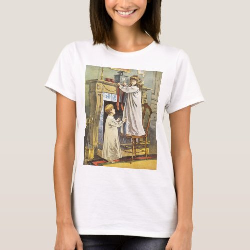 Victorian Christmas Children Christmas Stockings T_Shirt