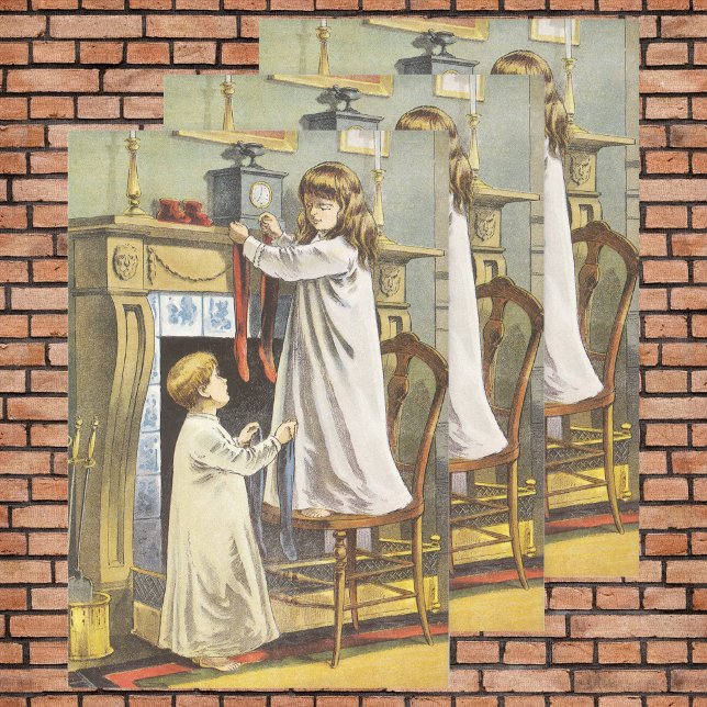 Victorian Christmas, Children Christmas Stockings Wrapping Paper Sheets (Creator Uploaded)