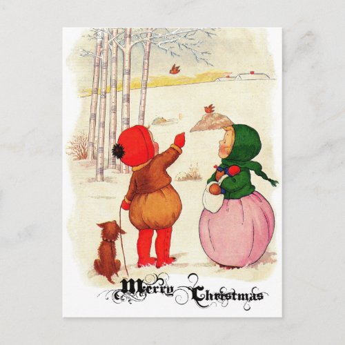 Victorian Christmas Children Postcard