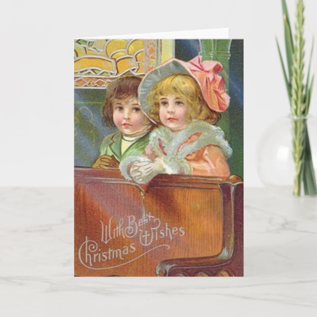 Victorian Christmas Church Greeting Card (Front)