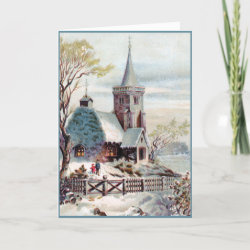Victorian Christmas Church Holiday Card
