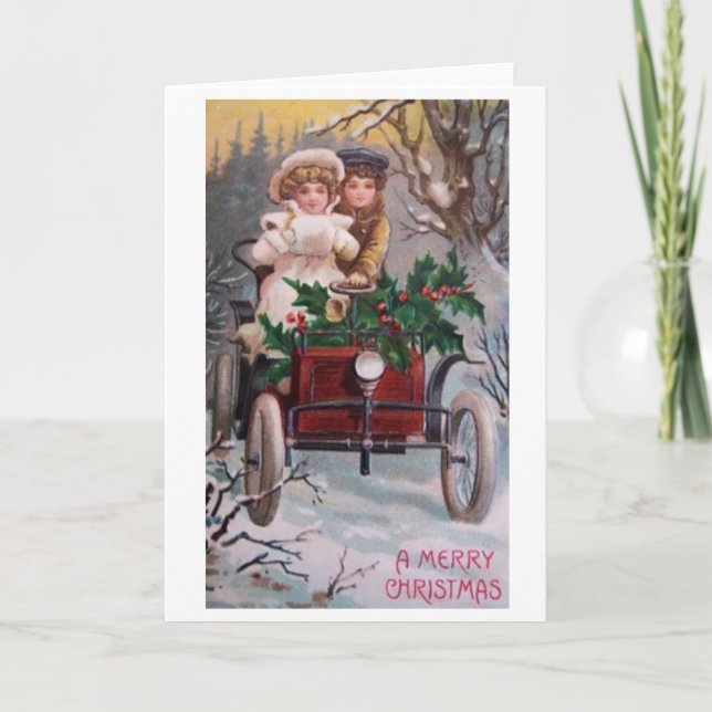 Victorian Christmas Couple Greeting Card (Front)