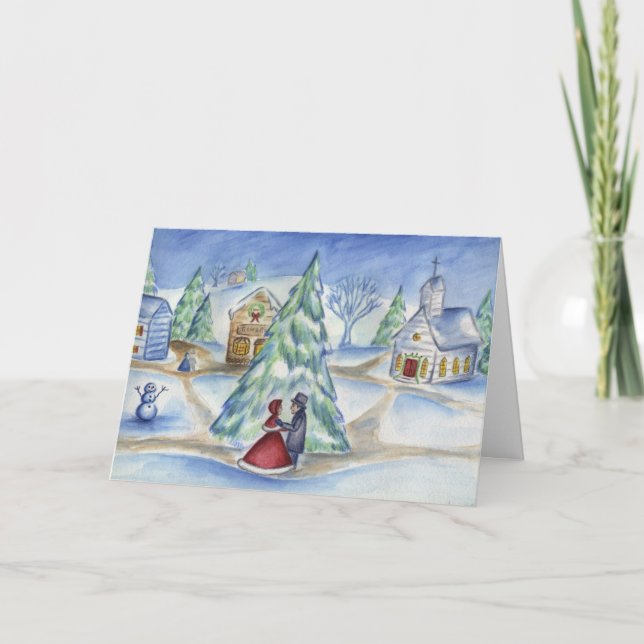 Victorian Christmas Couple Holiday Card (Front)