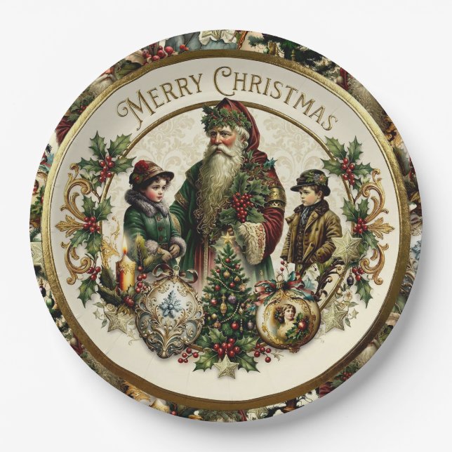Victorian Christmas Elegance  Paper Plates (Front)