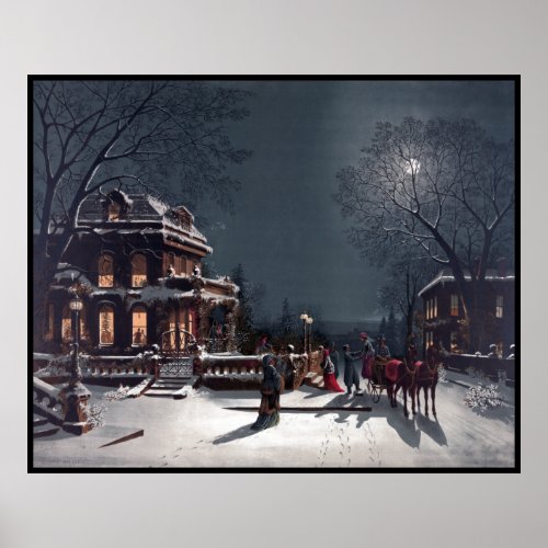 Victorian Christmas Eve Party Winter Carriage Poster