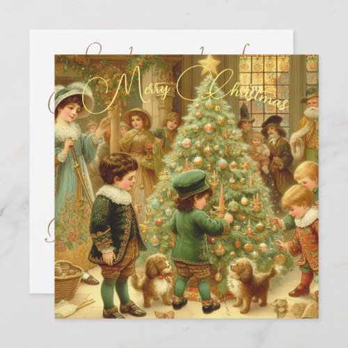 Victorian Christmas Eve Time to decorate the tree Holiday Card