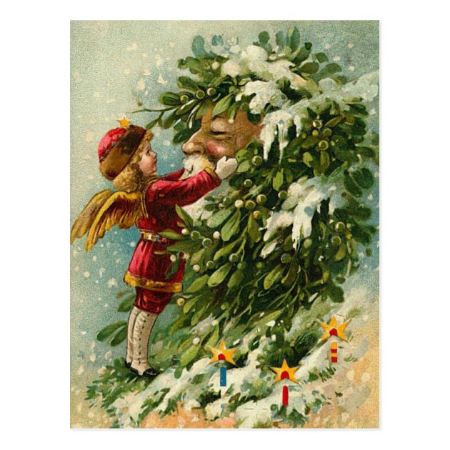 Victorian Christmas Faerie And Santa Postcard
