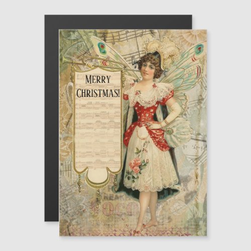 Victorian Christmas Fairy Announcing Music Card