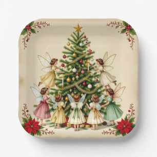 Victorian Christmas Fairy Gathering Paper Plates
