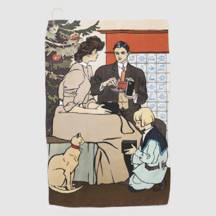 Victorian Christmas Family Antique Camera Art Golf Towel