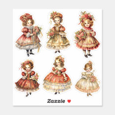 Victorian Christmas Girls Junk Journal Ephemera Sticker at Zazzle