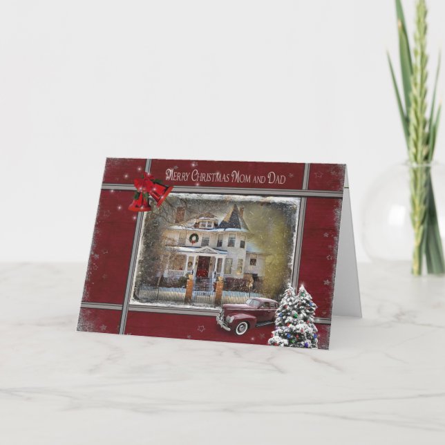 Victorian Christmas house for Mom and Dad Holiday Card (Front)