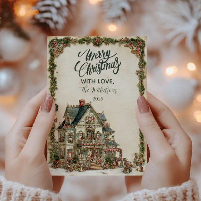 Victorian Christmas House Holiday Card (Creator Uploaded)