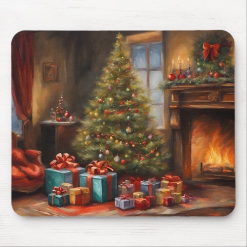 Victorian Christmas House Mouse Pad