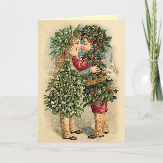 Victorian Christmas Kisses Card (Front)