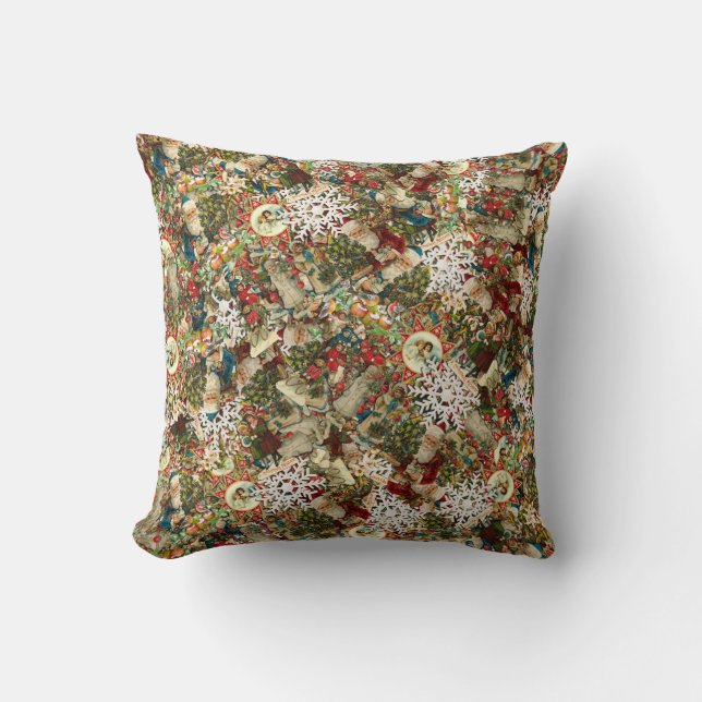 Victorian Christmas Medley Throw Pillow (Front)