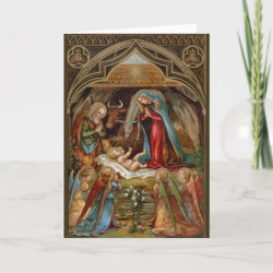 Victorian Christmas Nativity Scene Card
