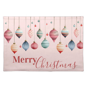 Victorian Christmas Ornaments Cloth Placemat