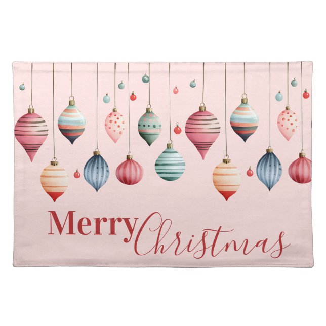 Victorian Christmas Ornaments  Cloth Placemat (Front)