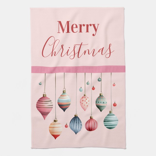 Victorian Christmas Ornaments Kitchen Towel (Vertical)