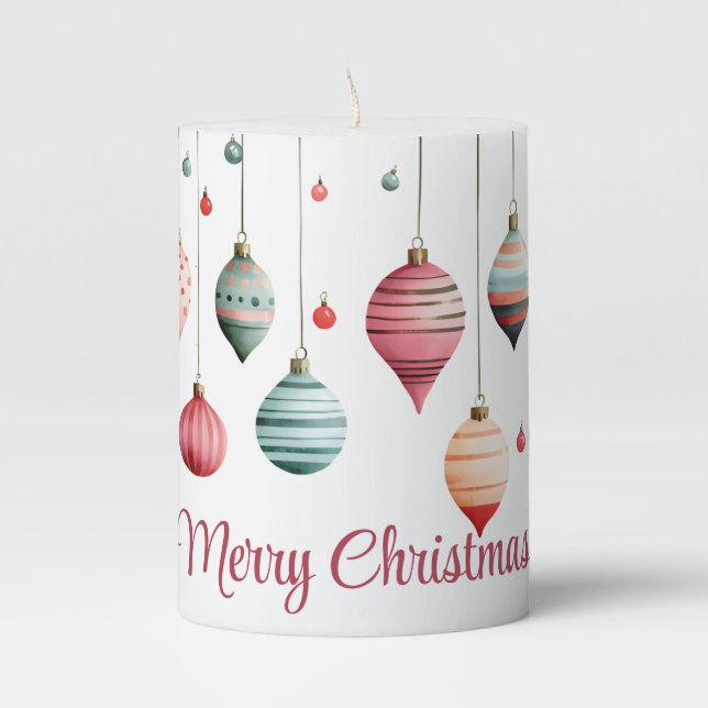 Victorian Christmas Ornaments  Pillar Candle (Front)