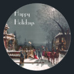 Victorian Christmas Party Stickers<br><div class="desc">This vintage Christmas card image shows Snowy moonlight scene as guests arrive by horse and sleigh for a Christmas Party at the brightly lit Victorian Mansion.  Perfect on these holiday stickers.</div>