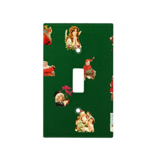 victorian Christmas patternvintagesantaangelsc Light Switch Cover