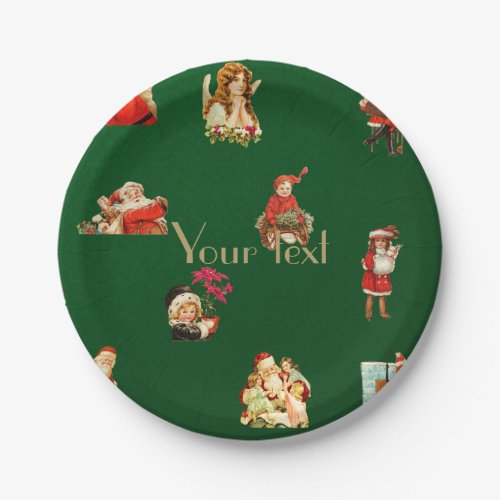 victorian Christmas patternvintagesantaangelsc Paper Plates