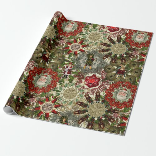 Victorian Christmas Pinwheel Collage Wrapping Paper