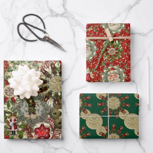 Victorian Christmas Pinwheel Collage  Wrapping Paper Sheets