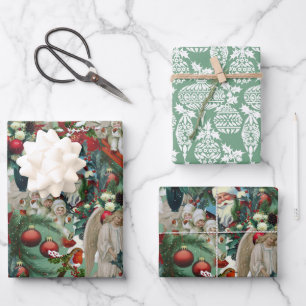 Victorian Christmas Portrait Wrapping Paper Sheets