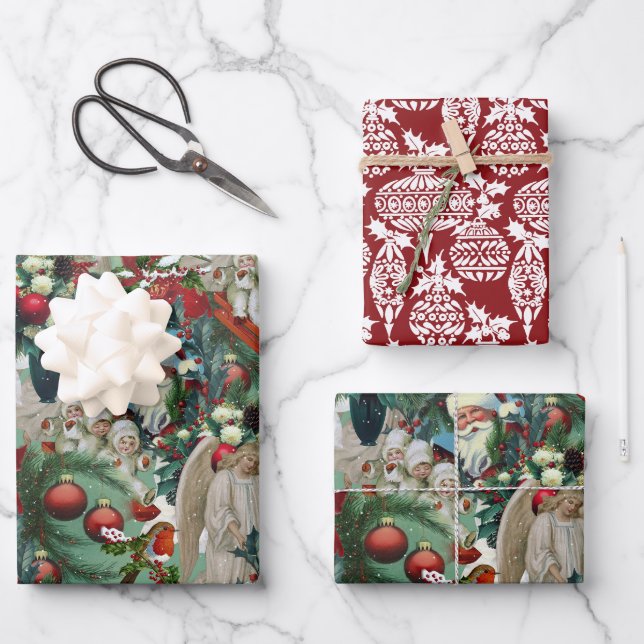 Victorian Christmas Portrait Wrapping Paper Sheets (Front)