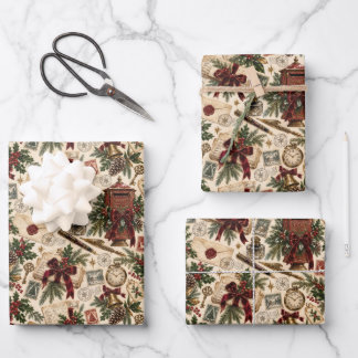 Victorian Christmas Post Office Wrapping Paper Sheets