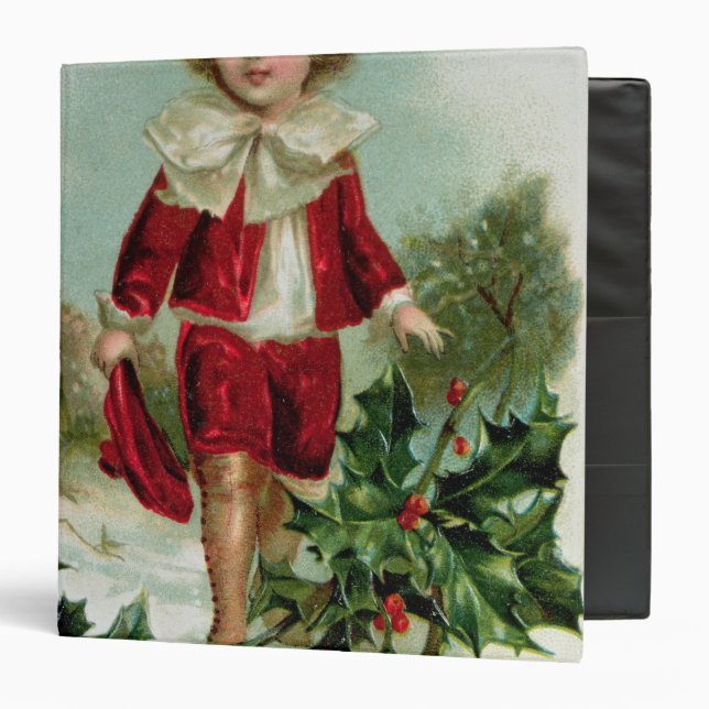 Victorian Christmas postcard depicting a boy Binder (Front/Inside)
