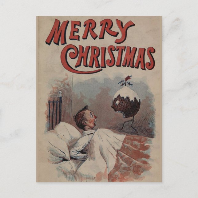 Victorian Christmas Pudding Surprise Holiday Postcard (Front)