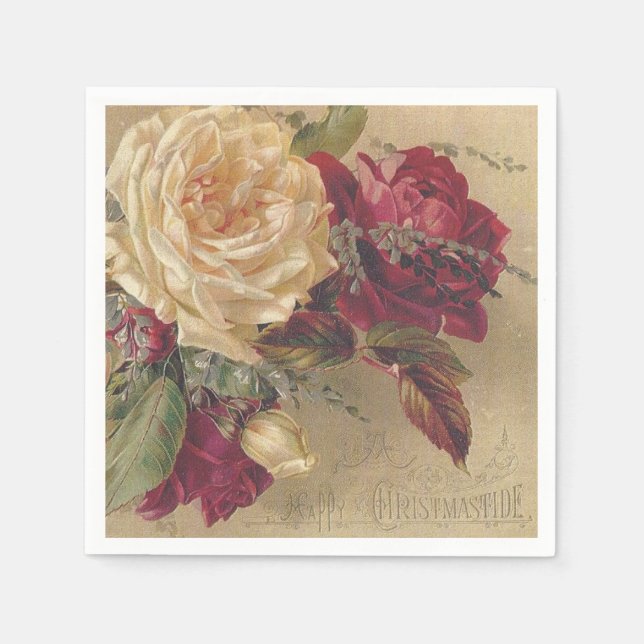 Victorian Christmas Roses Napkins (Front)