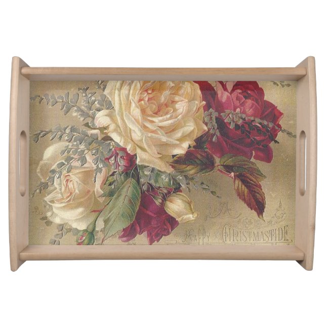 Victorian Christmas Roses  Serving Tray (Front)