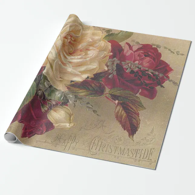 Victorian Christmas Roses Wrapping Paper Zazzle