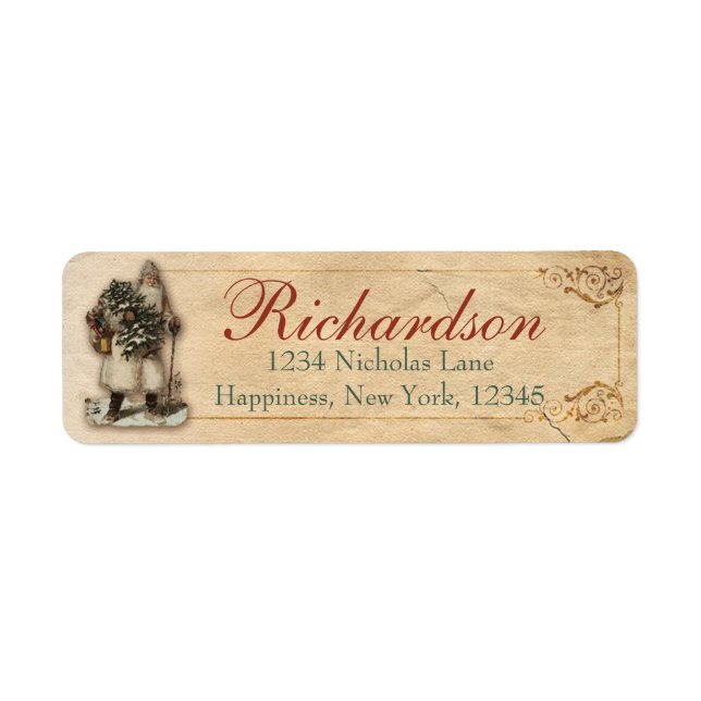 Victorian Christmas Santa Claus Saint Nicholas Label (Front)