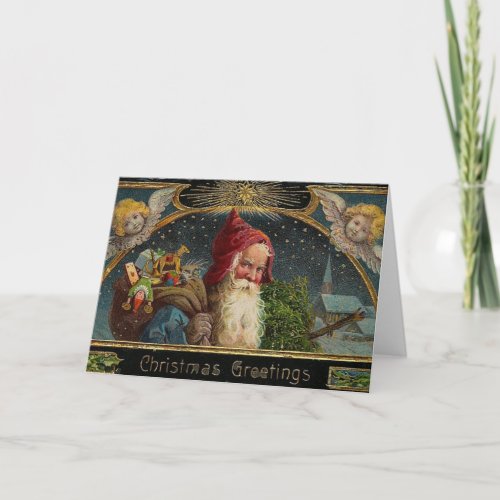 Victorian Christmas Santa Greeting Card