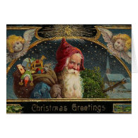 Victorian Christmas Santa Greeting Card