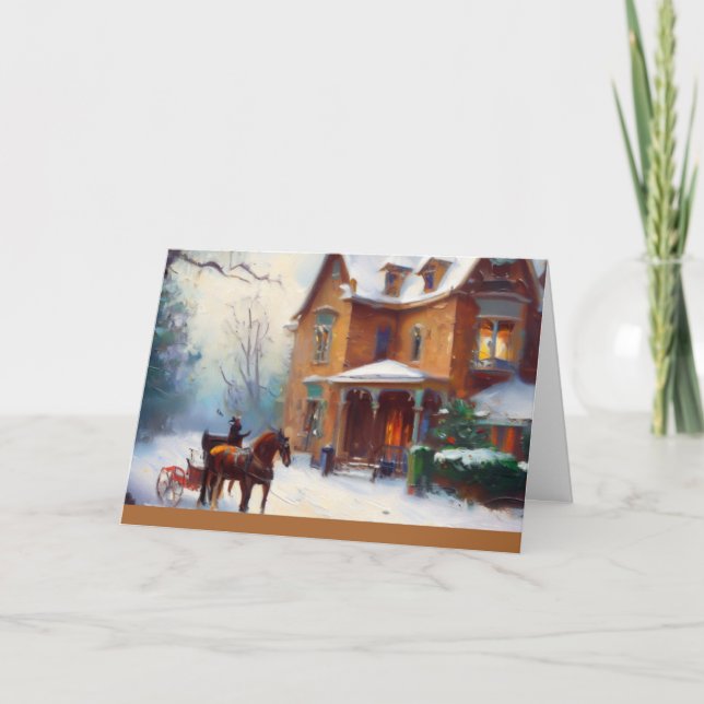 Victorian Christmas Scene Holiday Card (Front)